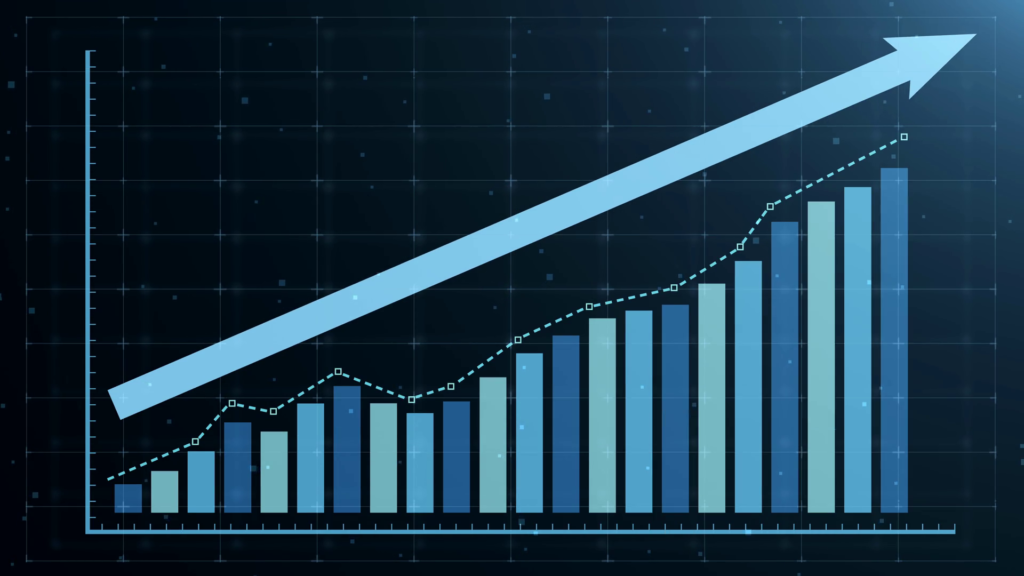 videoblocks beautiful 3d animation of rising bar graph following the arrow trading on the stock exchange byzsk0pal thumbnail 1080 09